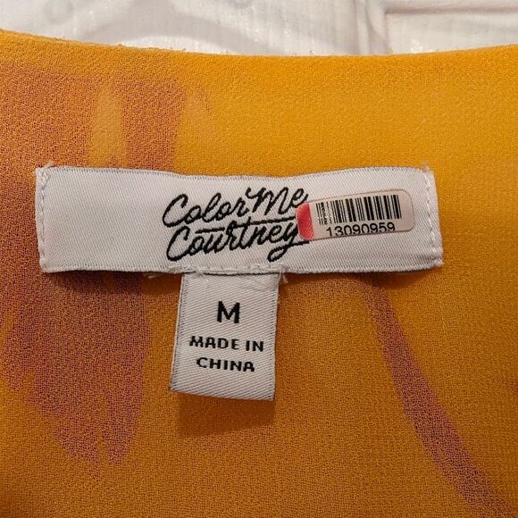 Color Me Courtney Eleanor Wrap yellow maxi belted Dress Floral Long Sleeves M - Picture 8 of 11